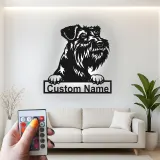 Custom Schnauzer LED Sign | Personalized Metal Pet Portrait | Modern Dog Lover Wall Art for Home