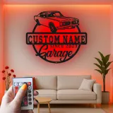 Custom Classic Car Led Light Metal Wall Art Personalized Garage Gift for Him Man Cave Decor