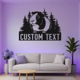 Insegna LED personalizzata con porcellino d’India | Arte murale in metallo personalizzata | Regalo per amanti degli animali per cameretta e nursery | Targa con nome dell’animale