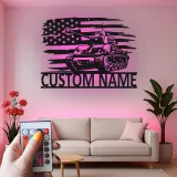 Personalized Tank Metal Art | LED American Flag Sign | Custom Military Decor for Veteran | Man Cave Wall Art