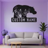 Custom Hippo Metal Wall Art LED Lighted | Personalized Wildlife Decor | Cabin & Rustic Home Accent