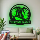 Cartel LED de snowboarder personalizado | Arte mural de metal personalizado | Decoración para el hogar de deportes de invierno | Regalo de snowboard retroiluminado