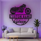 Cartel de metal LED personalizado para garaje de motocicletas, regalo para él, decoración para man cave o garaje 1