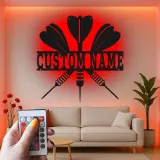 Insegna in metallo LED personalizzata per dartboard regalo per appassionati di freccette decorazione per sala giochi