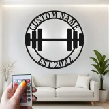 Insegna palestra personalizzata con luce LED | Decorazione murale in metallo personalizzata per casa e studio fitness | Idea regalo per weightlifting