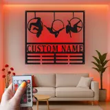 Décoration murale en métal LED personnalisée pour danseurs de cerceau aérien - Cadeau unique pour les passionnés de danse, décoration de studio ou de maison