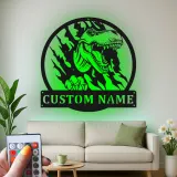 Cartel de metal personalizado de luz LED de dinosaurio T-Rex regalo personalizado para la habitación o sala de juegos de los niños