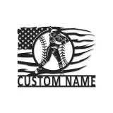 Insegna in metallo personalizzata per giocatore di softball con luce LED regalo per atleti decorazione per stanza sportiva 1