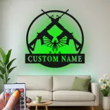 Insegna in metallo personalizzata con fucile e aquila e luce LED regalo per appassionati di armi decorazione per man cave o garage