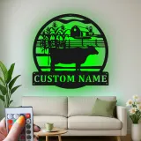Cartel LED de Granja de Vacas Personalizado | Arte mural rústico de granja | Regalo personalizado para agricultores