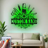 Personalisiertes Nageltechniker LED-Schild | Individuelle Metall-Wandkunst für Salon | Florale Manikuristen-Dekoration | Geschenk für Nagelkünstler