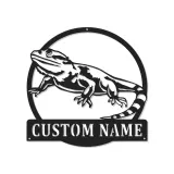 Cartel de metal personalizado con luz LED de dragón barbudo Regalo para amantes de reptiles Decoración de dormitorio o salón 3