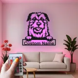 Décoration murale en métal LED personnalisée pour chien Terrier - Cadeau pour les propriétaires d'animaux