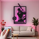 Insegna in metallo personalizzata per giocatore di softball con luce LED regalo per atleti decorazione per sala giochi sportiva 2