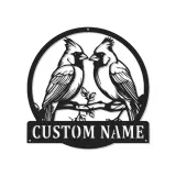 Personalisierte LED-Metall-Wandkunst mit Kardinalpaar – Geschenk für Vogelliebhaber, Naturdeko fürs Wohnzimmer