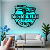 Custom Muscle Car Led Light Metal Wall Art Personalized Garage Gift for Car Enthusiasts Man Cave Decor 5