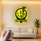 Panneau géomètre-topographe personnalisé | Décoration murale en métal LED | Décor de bureau pour ingénieur civil | Cadeau de topographie avec nom