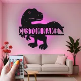 Insegna in metallo LED personalizzata con dinosauro per decorare la stanza dei bambini, regalo unico per amanti dei dinosauri