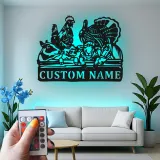 Cartel de Metal de Animales de Granja Personalizado | Decoración LED de Establo Personalizada | Arte Mural Rústico para Granjeros y Rancheros