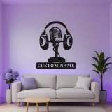 Individuelles Vintage-Mikrofon LED-Schild | Metall-Wandkunst für Musikstudio Dekor | Personalisierte Geschenke für Musiker & Musikliebhaber