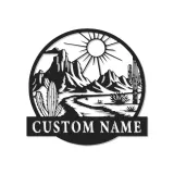 Custom Desert Landscape Led Light Metal Wall Art Personalized Gift for Nature Lovers Living Room Southwestern Decor