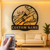 Custom Trumpet Led Light Metal Wall Art Personalized Musician Gift Music Room Decor for Brass Lovers