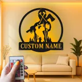 Insegna in Metallo Boscaiolo Personalizzata | Arte da Parete LED Woodsman | Regalo Personalizzato per Lui | Decorazione Rustica per Cabin e Garage