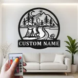 Décoration murale en métal LED personnalisée sur le thème du camping