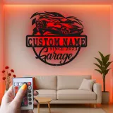Insegna in metallo personalizzata garage auto sportiva con luce LED regalo per appassionati di auto decorazione per man cave