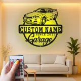 Custom LED Garage Sign | Personalized Metal Car Wall Art | Automotive Man Cave Decor | Unique Gift for Car Enthusiast
