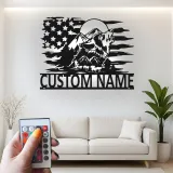 Custom Wolf Howling with Mountains Led Light Metal Wall Art Personalized Gift for Nature Lovers Rustic Cabin Decor
