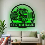 Décoration murale en métal LED personnalisée pour camion-benne - Cadeau pour passionnés de camions, décoration de garage ou de salle de jeux