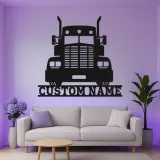 Cartel de Metal de Camión Semi Personalizado | Arte de Pared LED Personalizado para Camioneros | Decoración de Garaje de Gran Camión Regalo para Él