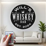 Cartel de metal personalizado con luz LED para bar de whisky, regalo personalizado para amantes del whisky, decoración de bar en casa