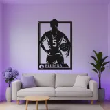 Decorazione murale personalizzata per ragazza calciatrice | Insegna con nome e numero | Decorazione LED in metallo per la camera dell’atleta | Regalo per giocatrice