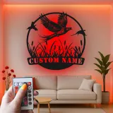 Art en métal de faisan personnalisé | Panneau LED de faune | Cadeau rustique pour chasseur et décoration de lodge