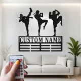 Panneau LED Muay Thai Personnalisé | Art mural en métal Kickboxing sur mesure | Décor d'Arts Martiaux pour Salle de Sport ou Cadeau pour Athlète