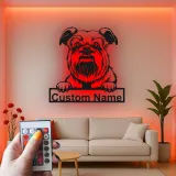 Cartel de metal personalizado con luz LED Brussels Griffon, regalo para amantes de los perros, decoración de sala de estar para mascotas