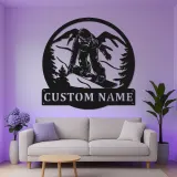 Cartel LED de snowboarder personalizado | Arte mural de metal personalizado | Decoración para el hogar de deportes de invierno | Regalo de snowboard retroiluminado