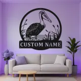 Custom Pelican LED Metal Sign | Coastal Wall Art Silhouette | Beach House Decor | Personalized Lake Cabin Gift