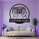 Fotograf LED-Schild | Individuelle Metall-Wandkunst für Studio-Dekor | Personalisierte Vintage-Kamera-Geschenk