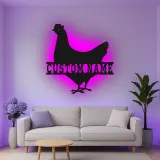 Cartel de metal LED Pollo Personalizado Regalo de Granja Decoración de Cocina o Jardín