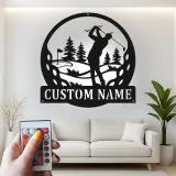 Decoración mural de metal LED de golf personalizada | Cartel con nombre de golfista para cueva masculina | Regalo decorativo retroiluminado para él
