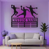 Custom Handball Player Led Light Metal Wall Art Personalized Sports Gift for Athletes Game Room Decor