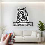 Custom Husky Led Light Metal Wall Art Personalized Dog Lover Gift Living Room Pet Decor 1