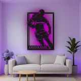 Décoration murale en métal personnalisée avec lumière LED de joueur de rugby