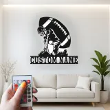 Custom Football Player LED Sign | Personalized Metal Wall Art for Teen Room | Sports Fan Gift | Athlete Decor