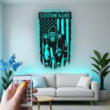 Panneau en métal personnalisé gorille | Décoration murale LED drapeau américain | Déco personnalisée pour man cave | Cadeau pour amoureux de la faune