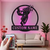 Insegna in Metallo per Motoslitta Personalizzata | Arte da Parete LED per Piloti | Regalo Personalizzato per Sport Invernali per Baita e Garage