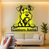 Décoration Murale en Métal LED Schnauzer Personnalisée | Panneau de Portrait d'Animal | Cadeau Moderne pour Amoureux des Chiens